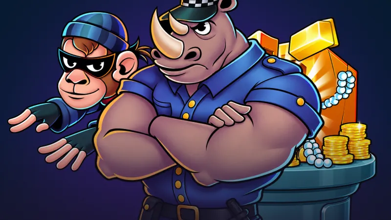 Betory promo code: neushoorn-agent en een gemaskerde aap bij een stapel goud